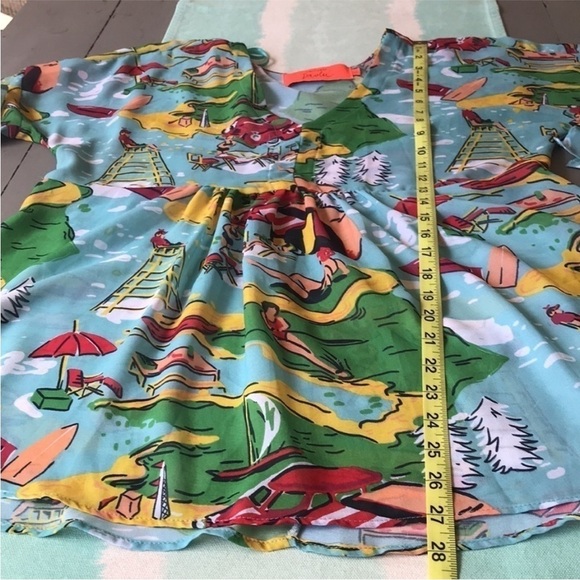 Riachuelo Daslu Water Day With Beach Picnic Lifeguard Sailing Scenes Print Top‎ - Picture 8 of 8